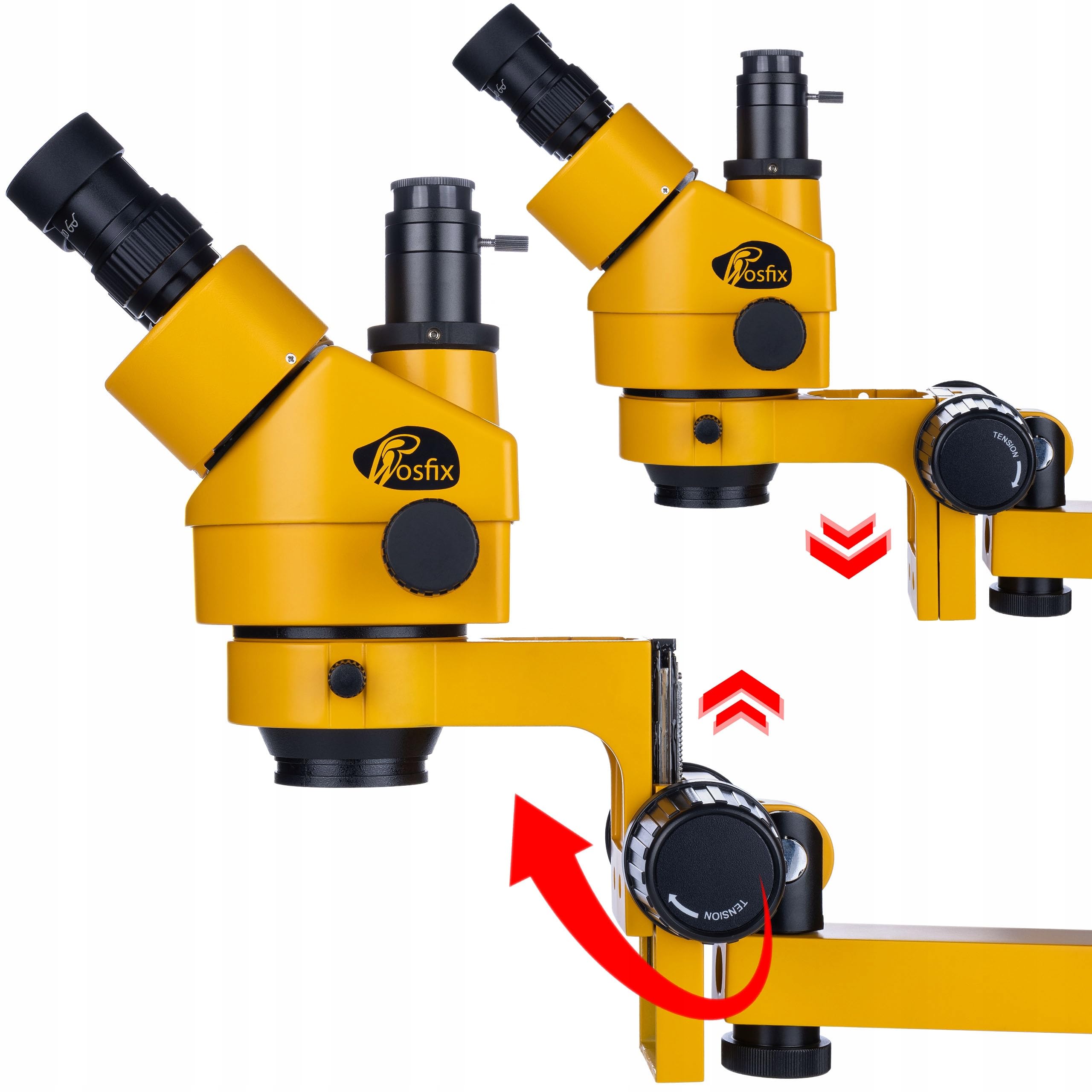 Trinocular Microscopio Rosfix Neptune Pro Orange Pro Set – Microscopio estéreo 7-45x con cámara USB-C 4K, lente 0,5X Barlow, anillo de luz LED 56 LED, montaje en brazo | Laboratorio de electrónica de