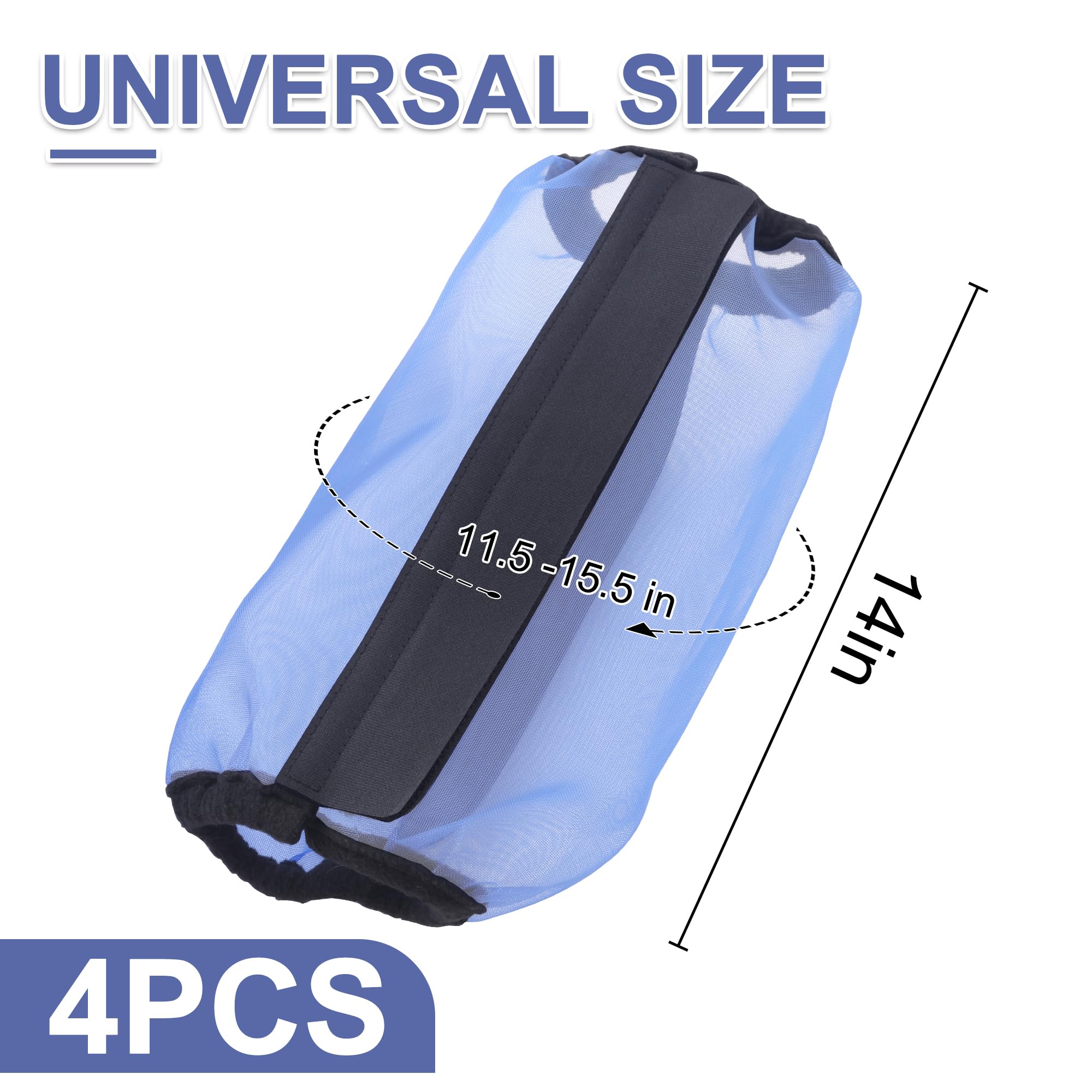 Lot de 4 bottes anti-mouches pour chevaux - Réduit les dommages aux pieds - Maille fine respirante - Taille universelle - Bleu