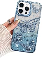 Vista 32 de BITOBE Diseñada para iPhone 16 Pro Max, Bonita Funda de Mariposa 3D Delgada con Chapado Brillante Reluciente de Lujo para Mujeres y Niñas Protectora