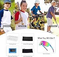 Vista 14 de MVPTGRS Gafas de sol de béisbol juveniles para niños y niñas de 8 a 14 años TR90 con marco para niños, gafas de sol deportivas para sóftbol