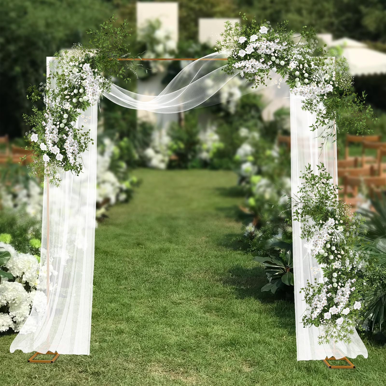 Set di supporti quadrati dorati per sfondo per matrimoni, 3 x 3 m