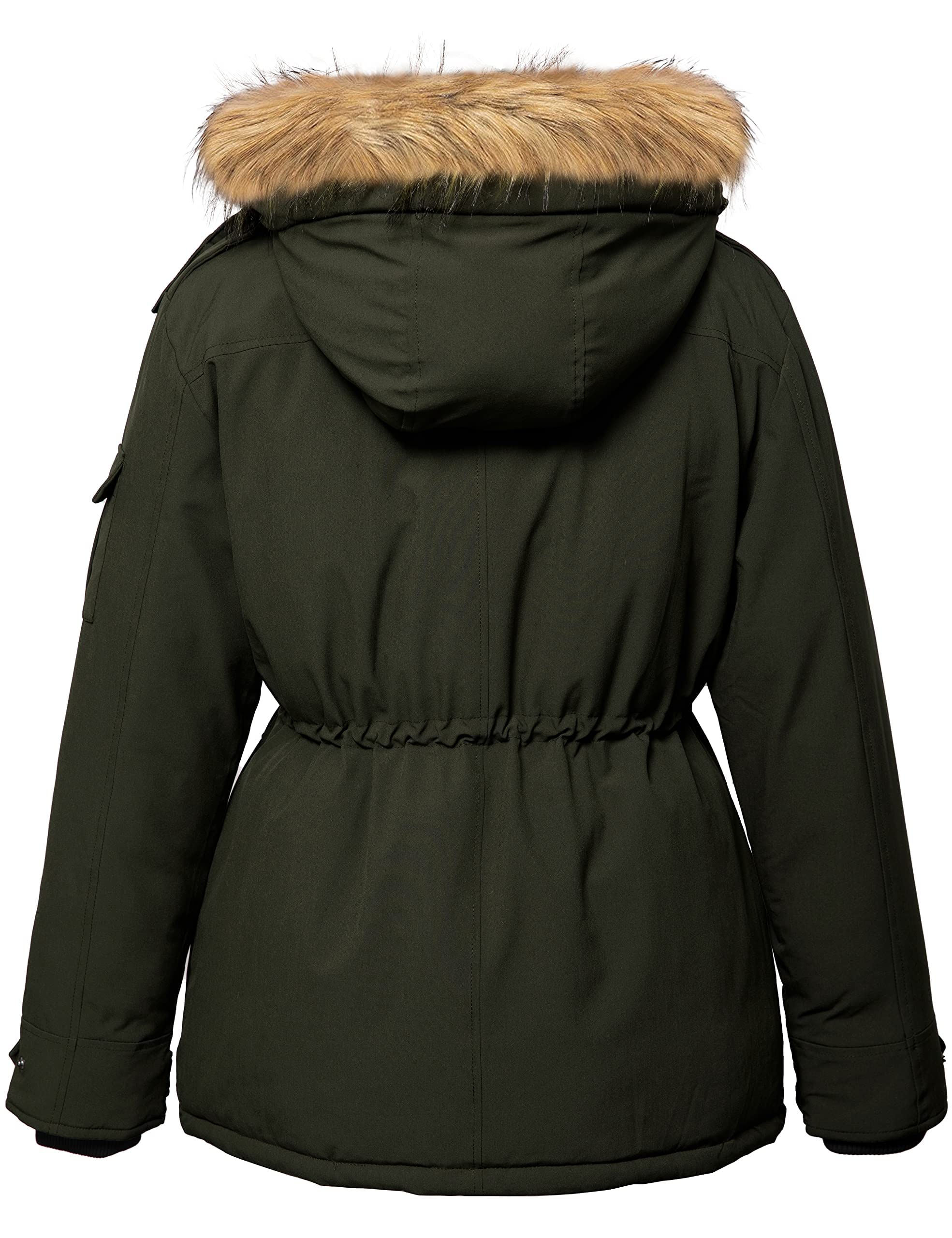 Wantdo Chaqueta de Invierno Acolchada para Señoras Parka con Capucha de Piel Desmontable