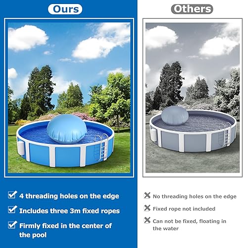 Miniatura 4 de Almohadas de piscina para piscinas sobre el suelo, almohada de aire de piscina de 4 x 4 pies, con cuerdas, de PVC, ecualizador de hielo, almohada