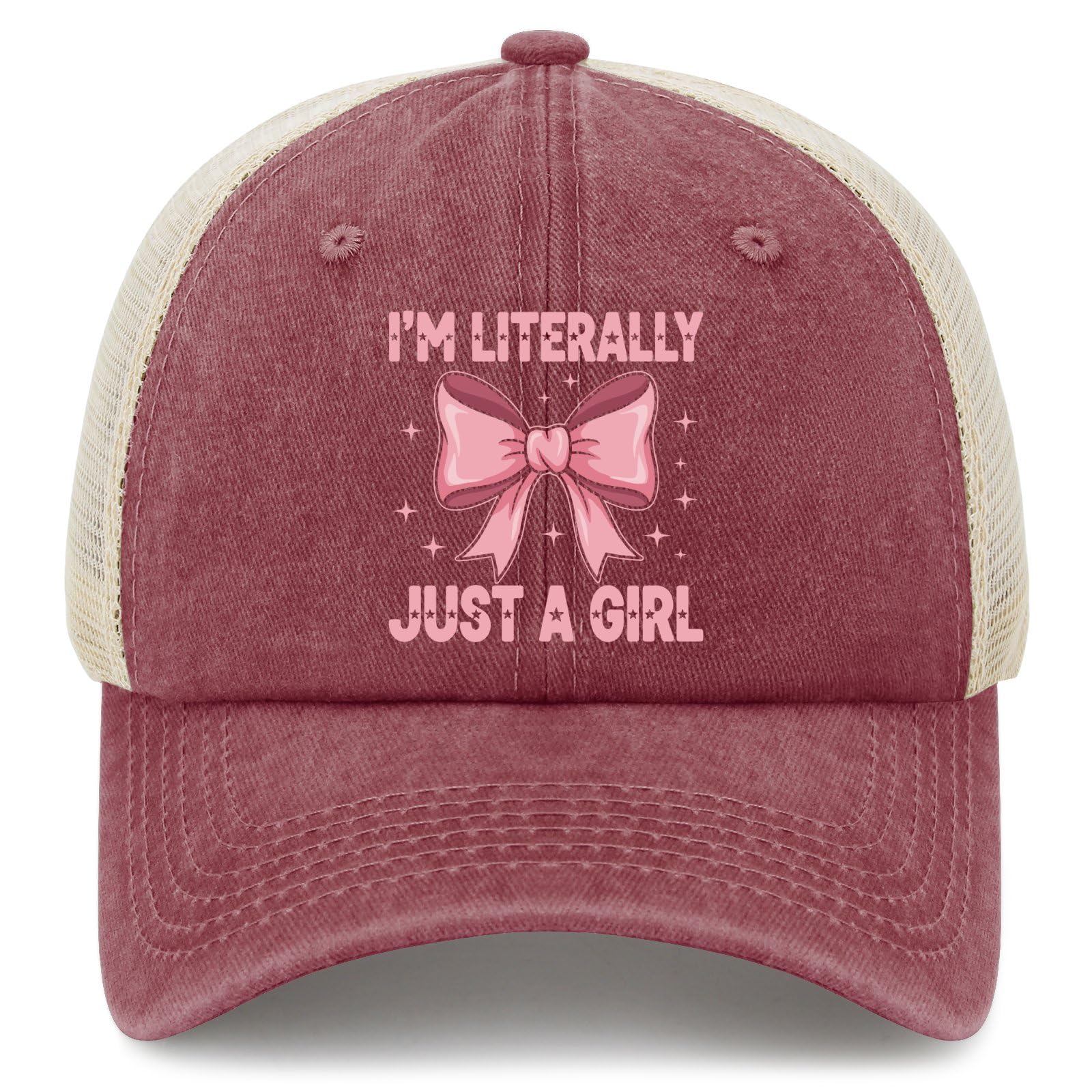 I'm Literallys Just A Girl Pinks Bow Ribbon Golf Hats Cycling Cap for Men