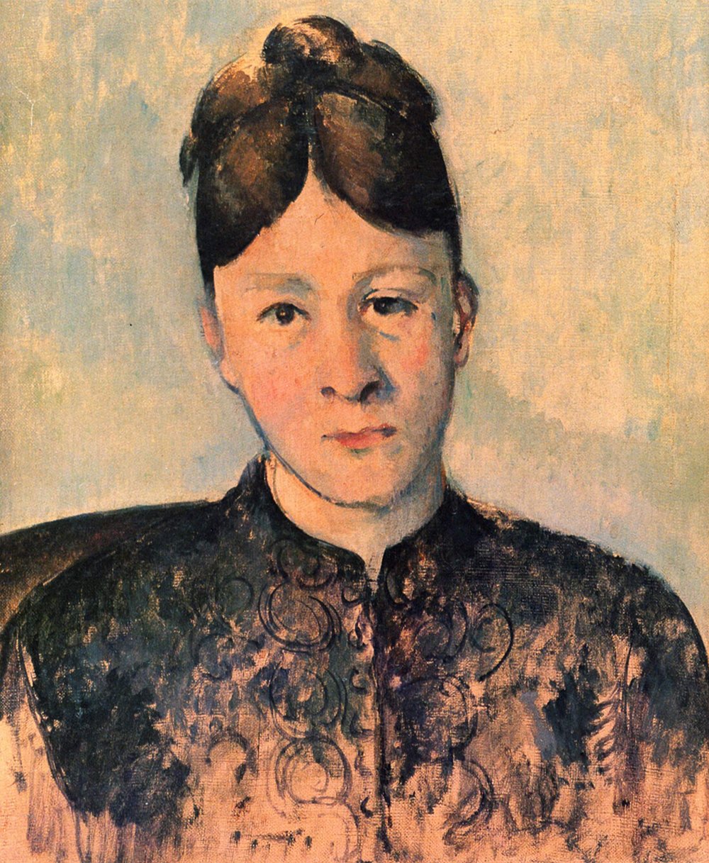 Portrait in Black Cézanne grand tableau de salon sous cadre noir mat haut de gamme