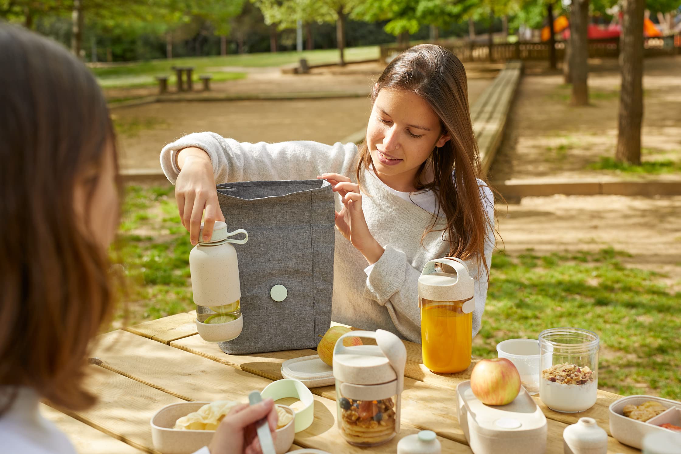 Lékué 0301072V19 0 Torba Lunchbag To Go Organic, Szary, 4 l