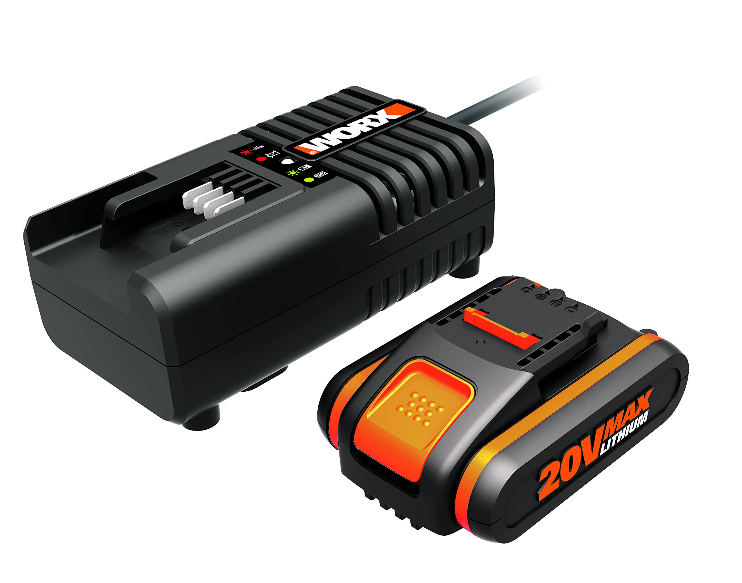 Worx Wa3601 Kit 1 Carica Batteria Rapido + 1 Batteria Power Share 20V/2.0Ah Agli Ioni Di Litio & Wa0004.1-2 Rocchetti Filo Da 3Mt. X 1,65Mm Ricambio Per Decespugliatori Wg163/169/157E