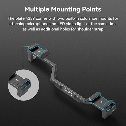 Miniatura 4 de SmallRig Placa de montaje de zapata fría doble para Sony Alpha 6700, para conectar micrófono, luz de video LED, correa de hombro, adecuada para