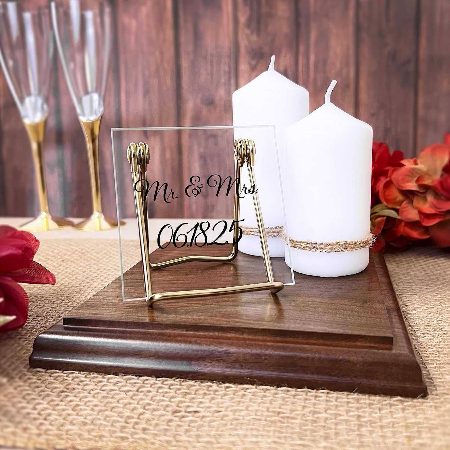 Plymor Solid Walnut Square Wood Display Base with Ogee Edge, 6.875" W x 6.875" D x 0.75" H