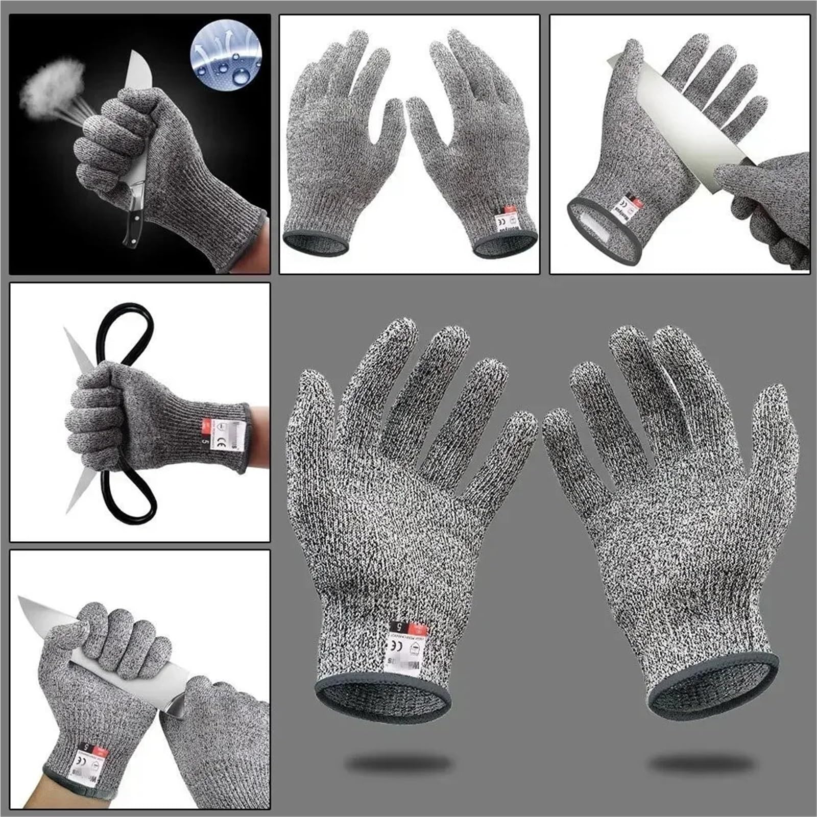 Gants anti-coupures, s de travail anti-coupure et sécurité, résistants aux coupures perforations, en maille métallique fil d'acier inoxydable, for la boucherie(L)