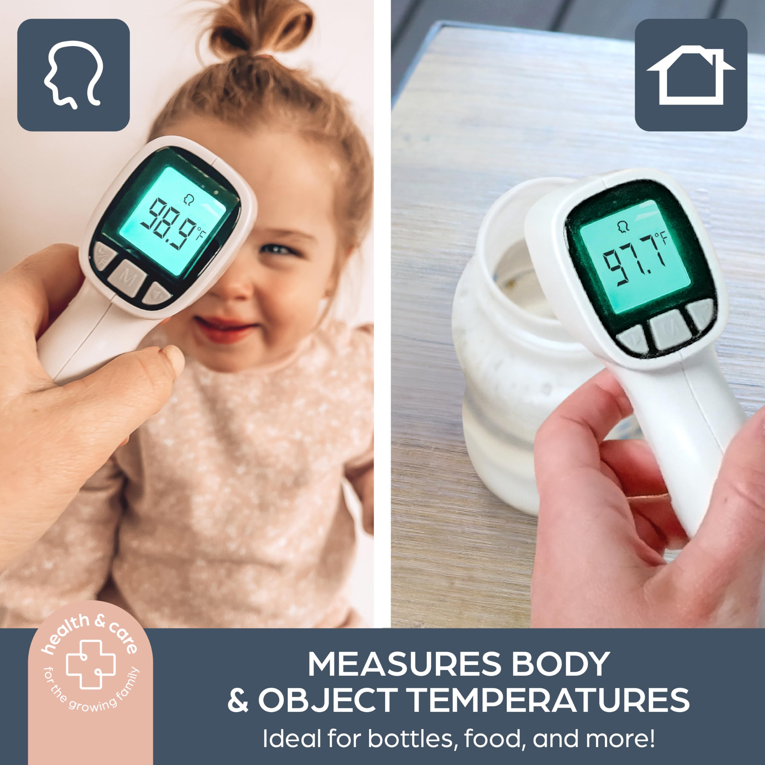 Dreambaby Termómetro para bebé sin contacto, termómetro de frente para bebé, termómetro digital infrarrojo, alerta de fiebre, almacena 20 lecturas, incluye bolsa de almacenamiento, termómetro para