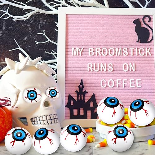 Miniatura 5 de Zubebe 36 globos oculares de plástico para Halloween, globos oculares rebotantes para Halloween, bolas huecas falsas, recuerdos de fiesta de