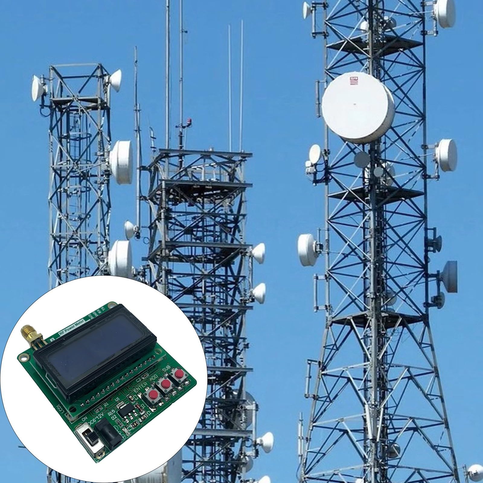Misuratore potenza digitale LCD -75~16dBm 1-600MHz Misuratore potenza del rilevatore logaritmico con valore attenuazione della radiofrequenza