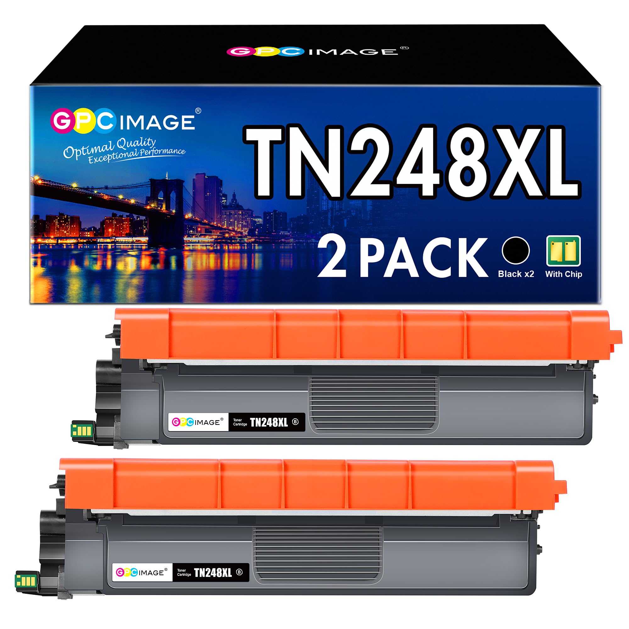 GPC Image TN248 TN248XL Nero Toner Compatibili per Brother TN-248 TN248XLBK per Brother MFC-L3760CDW LC3740CDW DCP-L3560CDW L3520CDWE L3520CDW HL-LC3215CW LC3220CW (Nero, 2-Pack)