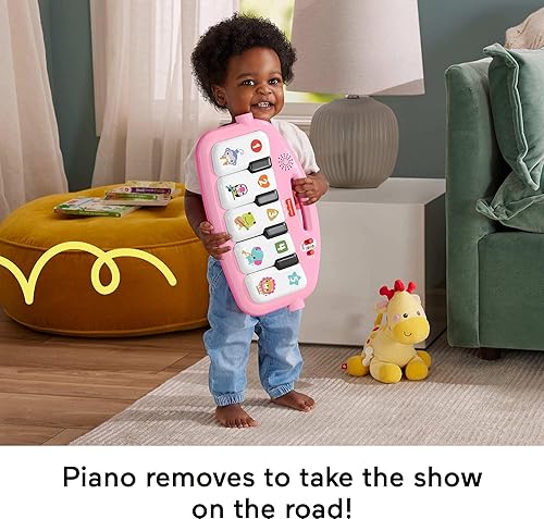 Miniatura 5 de Fisher-Price Baby Playmat Glow and Grow Kick & Play Piano Gym, Pink Musical Learning Toy with Developmental Activities for Newborns 0+ Months