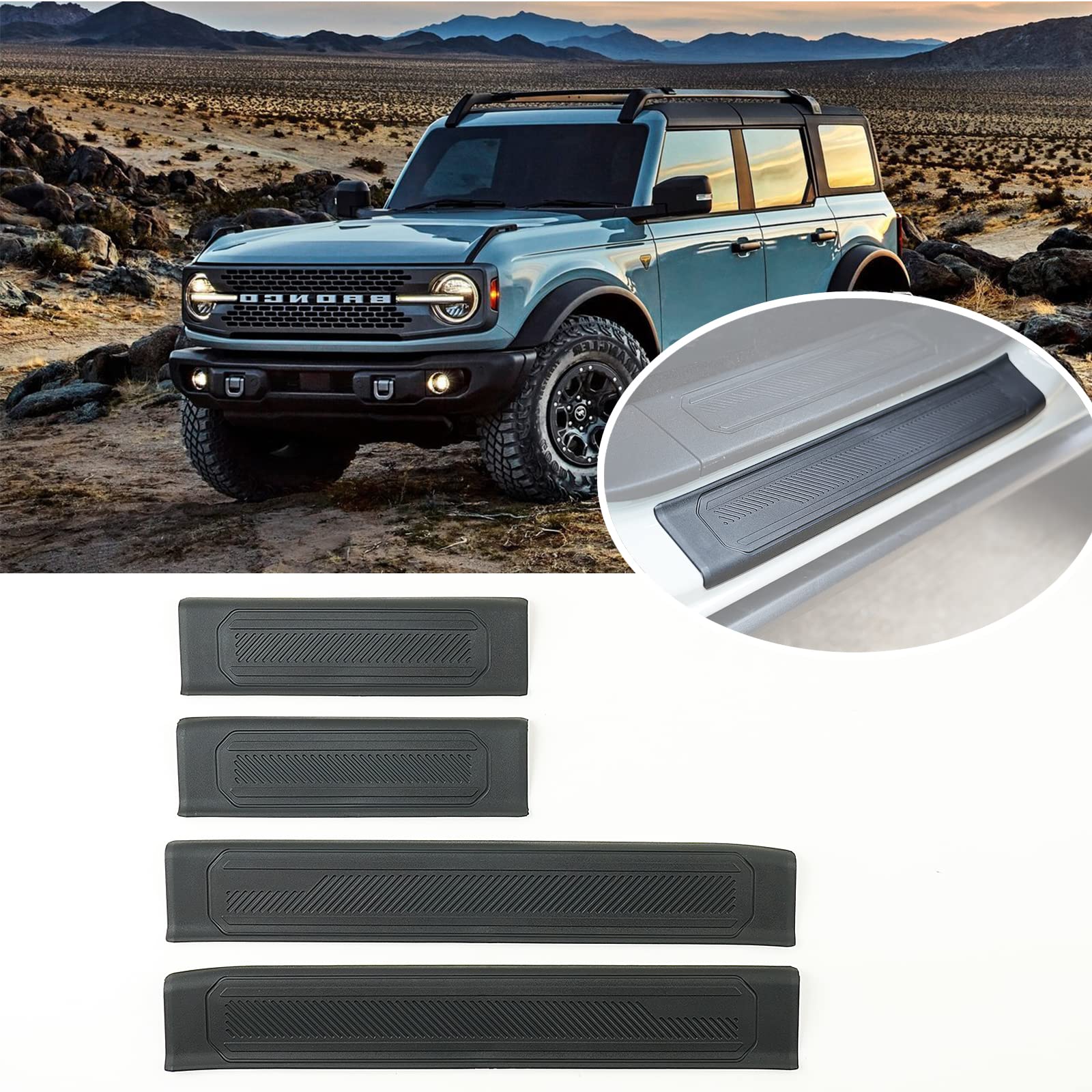 LitMiRaCleDoor Sill Guard Kit Ford Bronco 2021 2022 Door Entry Guards Accessory, Anti Scratch Door Sill Protector for Ford Bronco 4 Door 2021 2022 2023
