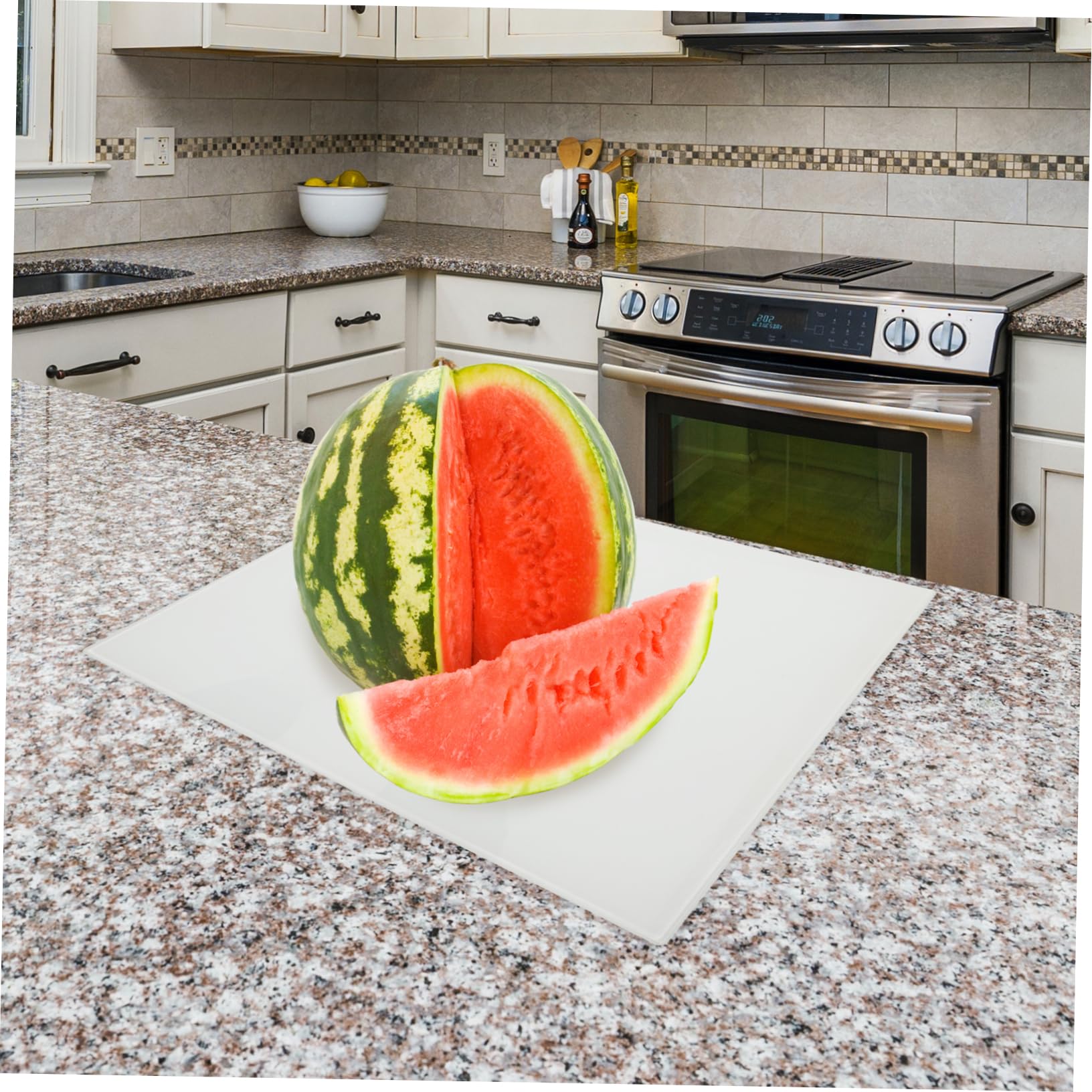 Planche à Découper en Verre Trempé Rectangulaire Cuisine | Surface Imprimée, Format Compact pour Petites Découpes, Pose sur Plan de Travail