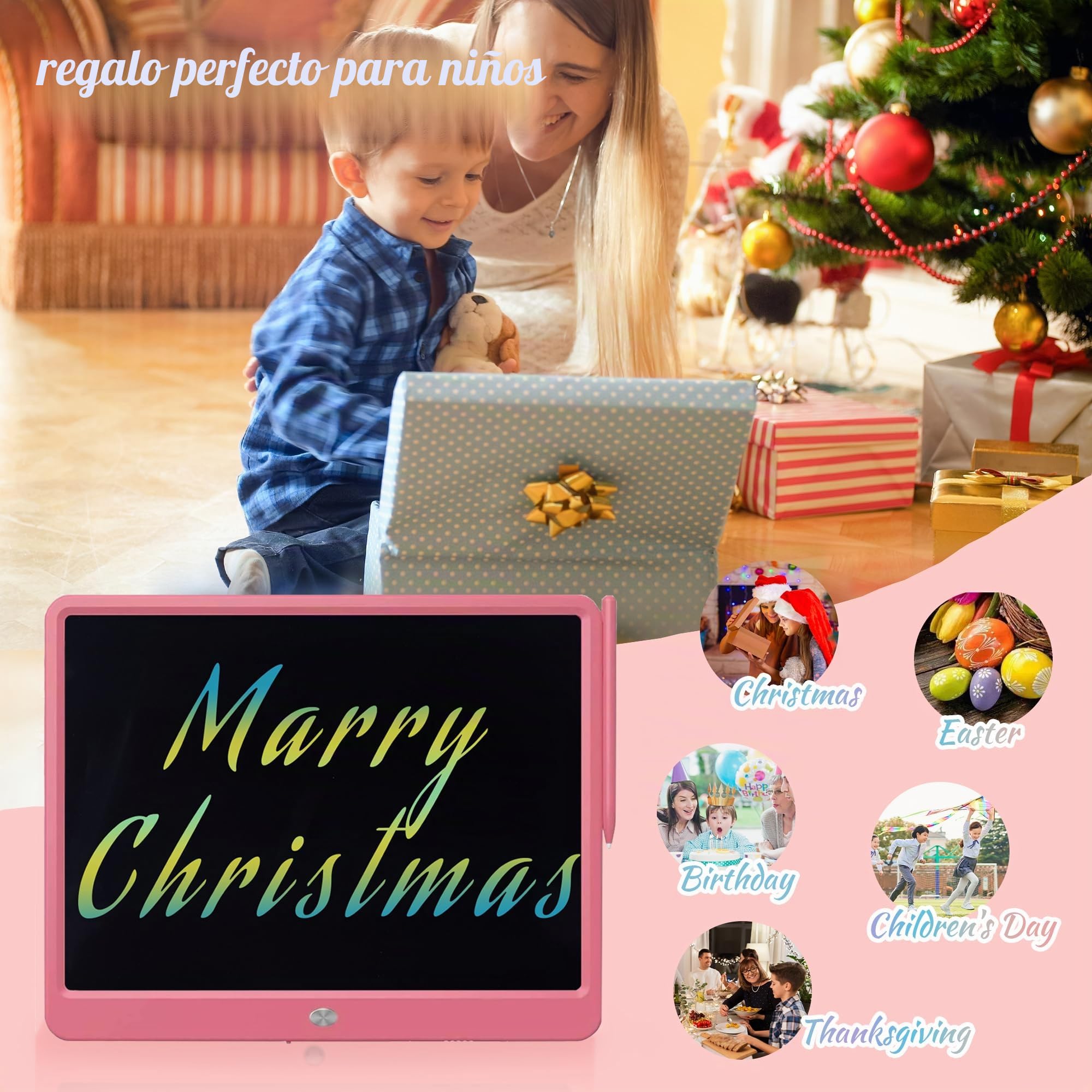 Tableta De Escritura LCD Tableta De Dibujo Colorido De 15 Pulgadas para Niños, 3~12 Juguetes para Niñas, Regalos Borrables Y Reutilizables, Juguete De Cumpleaños De Navidad para Niños