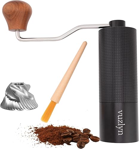 Molinillo de café manual VUZLYN RidgeGrind Plus Portátil y elegante, molinillo de café de mano con rebabas cónicas de acero inoxidable, molido
