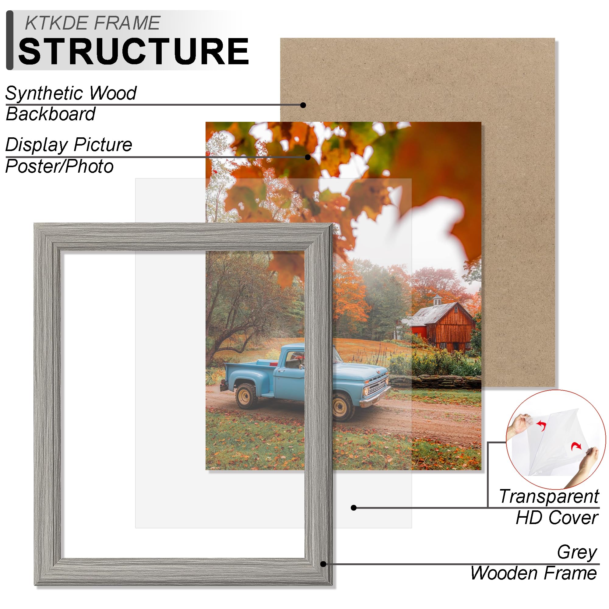 Amazon.com - KTKDE 11x17 Picture Frame Set of 3,Grey Wooden frames
