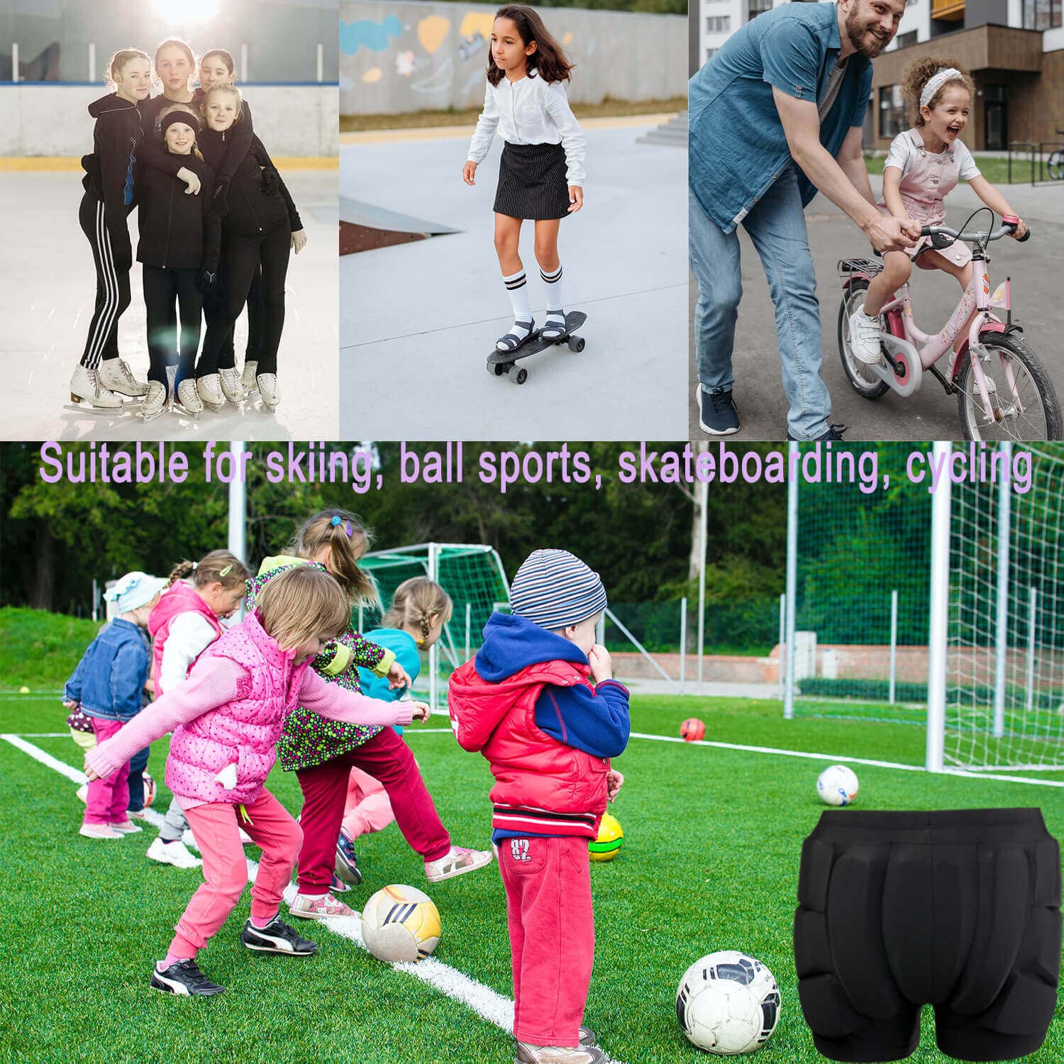 Pantalones cortos acolchados para niños, con almohadillas protectoras para snowboard, esquí, patinaje, ciclismo, protección 3D para coxis