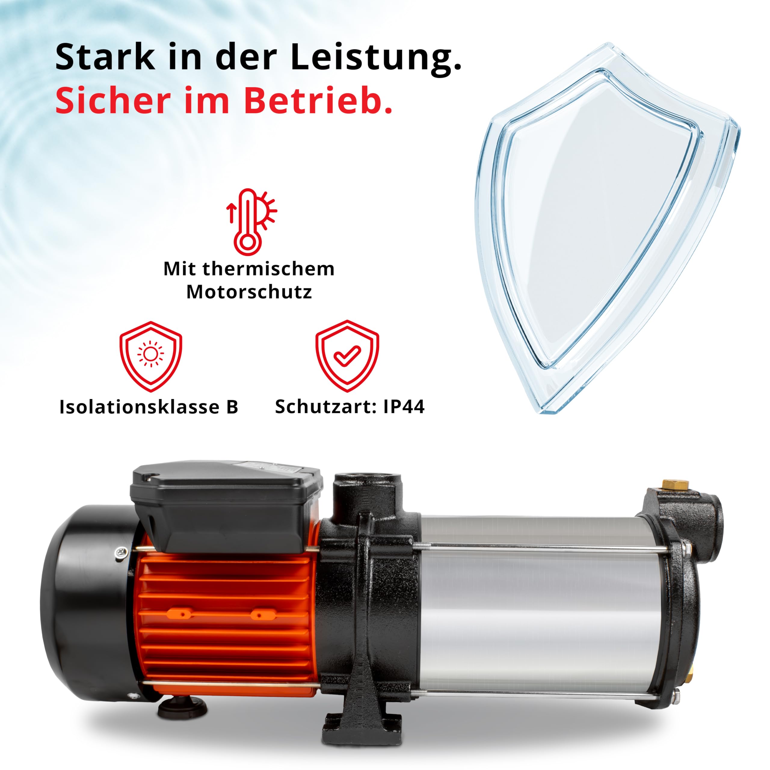 Grafner Premium Kreiselpumpe mehrstufig, 5400 l/h 1000 Watt, 5,8 bar, Förderhöhe 58m, Ansaughöhe 8m, selbstansaugende Wasserpumpe, Edelstahl Gartenpumpe Hauswasserwerk Brunnenpumpe Brauchwasserpumpe