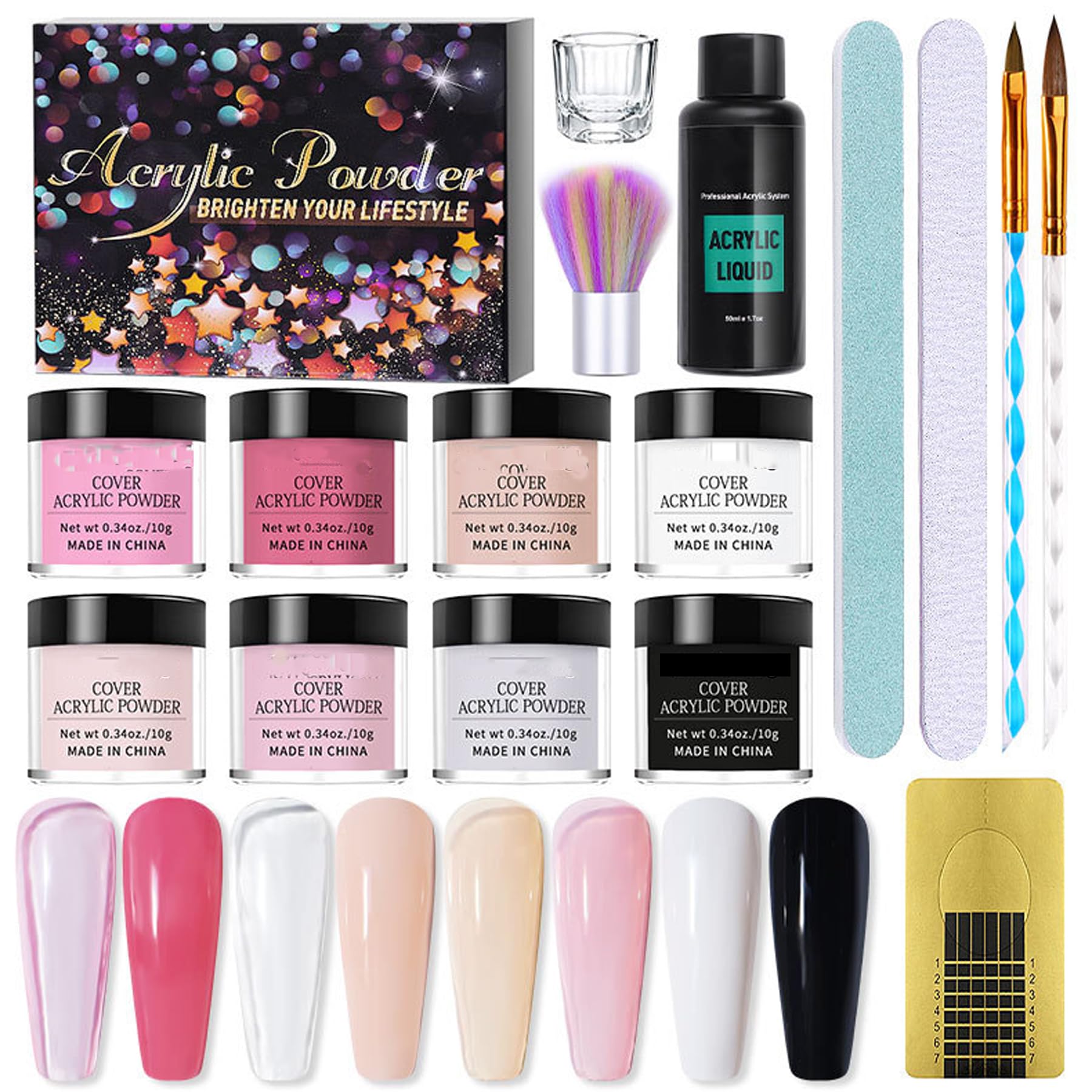 Acrylic Powder and Liquid Set, Acrylic Nail Kit Powder & Liquid Acrylic Nail Brush Nail-03, Red