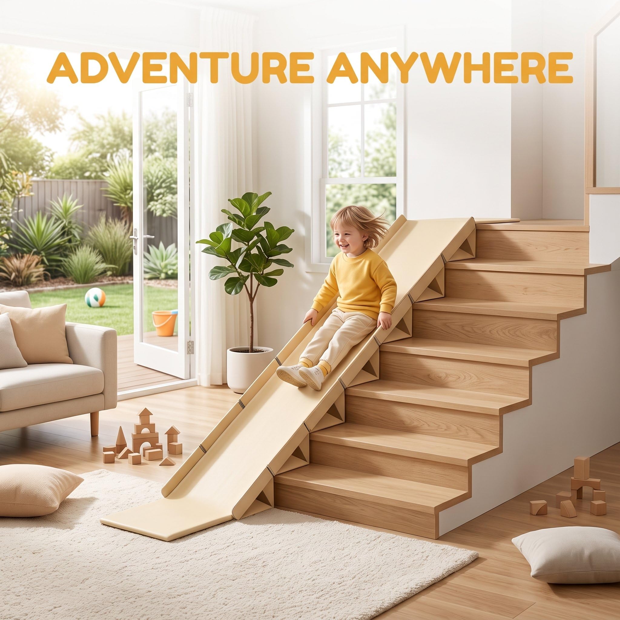 Treppenrutsche für – Indoor Outdoor Rutsche & Rutschbahn Treppe, 4 Meter lang