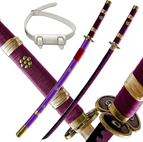Swordsrain Espada de una pieza hecha a mano Roronoa Zoro Katana de 41 pulgadas, metal real, acero de alto carbono, japonesa hecha a mano, espada de