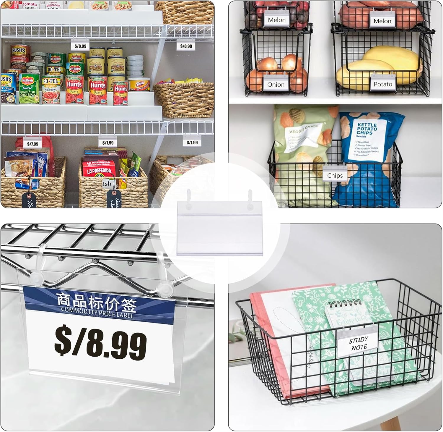 Biaungdo 25 Pcs Clear Basket Label Holders with Snap Lock for Retail Store image 5