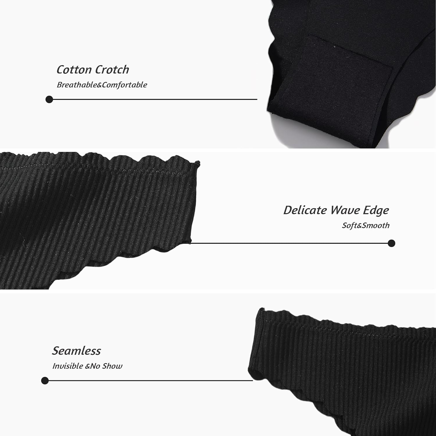 XI LIU Cotton Underwear for Women Seamless Thongs Soft Strench Breathable Women's Low Rise brazilian Panties 6 Pack - Image 6