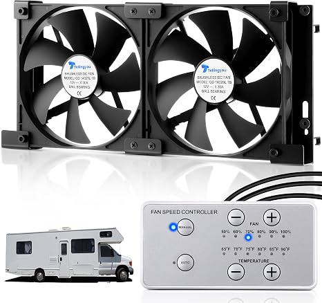 Tellingyou 12V RV Fridge Ventilation Cooling Fan, 5.5" Side Vent