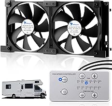 12V RV Fridge Ventilation Cooling Fan 5.5" (140mm), Custom Mounts For American RV Side Vents, Adjustable Temperature Settings, High Tech Remote With Manual/Auto Modes, IP54 Waterproof, DC12V/0.3A