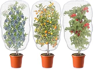 TMFsode 3 Pack Insect Bird Barrier Mesh Netting with Drawstring, 4.9 Ft x 3.2 Ft Blueberry Bush Netting, Protective Garden Mesh Plant Covers for Tomatoes, Fruit Tree, Flowers, Vegetables