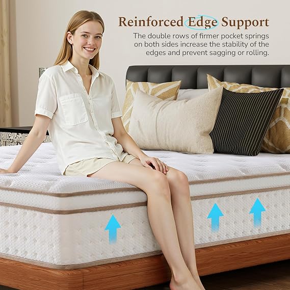 12IN King Size Mattress, Pocket Sprung Mattress, Motion Isolation