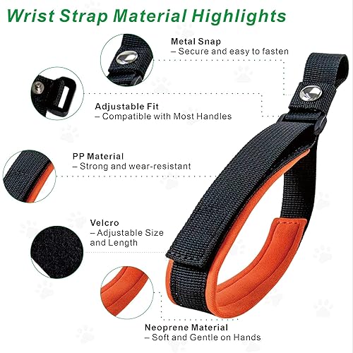 Miniatura 4 de Correa de muñeca para correa retráctil para perro, correa de seguridad ajustable con forro de neopreno suave y gancho bloqueable para control de