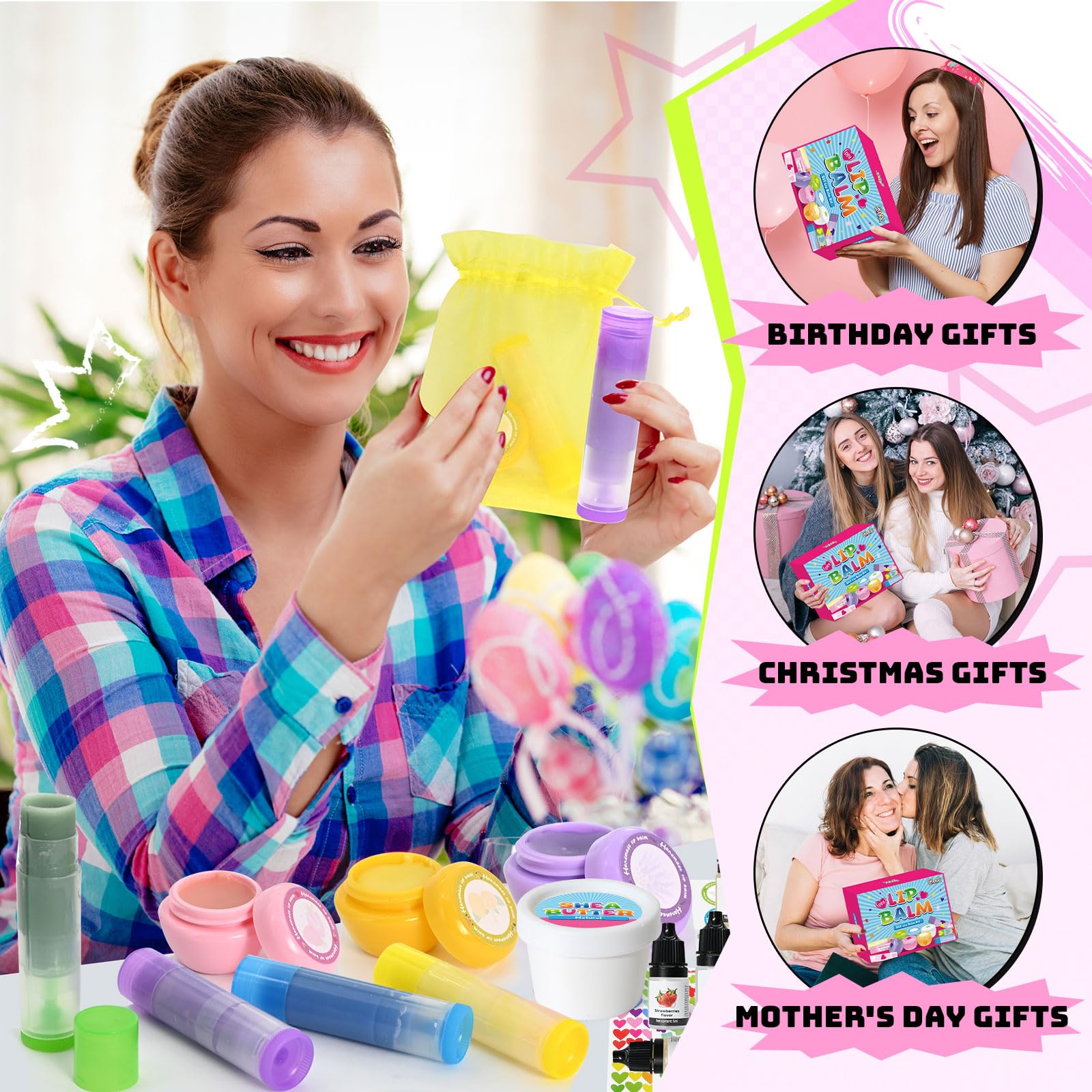 GZDUCK DIY Lippenbalsam Herstellung, 42 Stück Lippenbalsam für Mädchen, machen Sie Ihren eigenen Lipgloss, mehrfarbiges Make-up-Set für Frauen, Teenager und