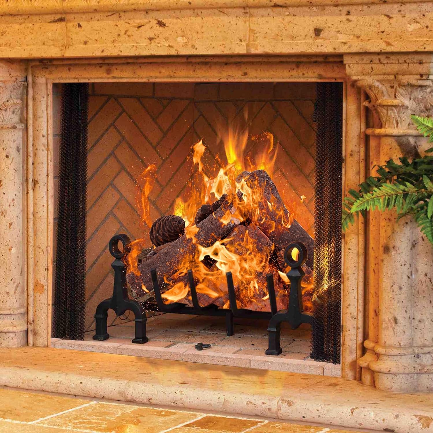 Realistic Ceramic Wood Log Set for Indoor/Outdoor Fireplaces
