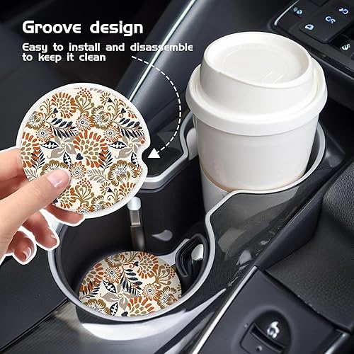 Miniatura 2 de COYEUX Portavasos absorbente para automóvil, paquete de 2, divertidos accesorios para automóvil, 2.56 pulgadas, bonitos posavasos para automóvil con