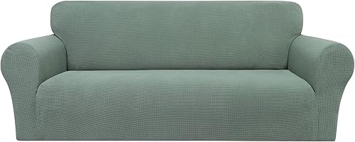 PiccoCasa Funda elástica para sofá con parte inferior elástica, funda de sofá de 1 pieza para sofá, tela jacquard de elastano, cuadros pequeños,