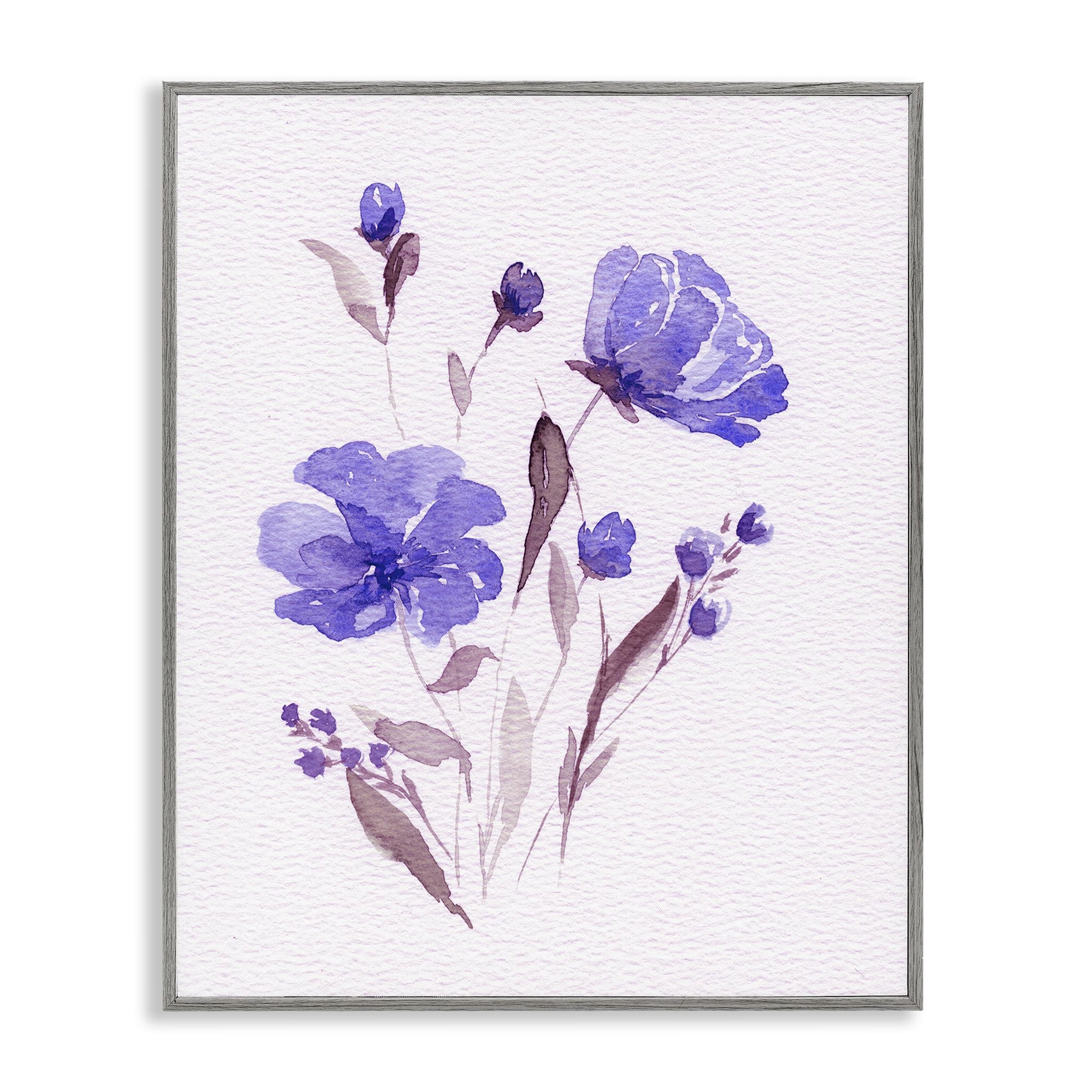 Stupell Industries Farmhouse Gray (Textured) Watercolor Purple Floral Elegance, 16 X 20 Inch Framed Giclée Print