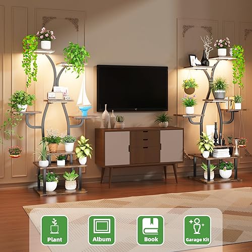Miniatura 5 de Soporte para plantas de interior con luz de crecimiento, soporte para plantas de interior de 8 niveles, soporte de flores de 58 pulgadas de alto,