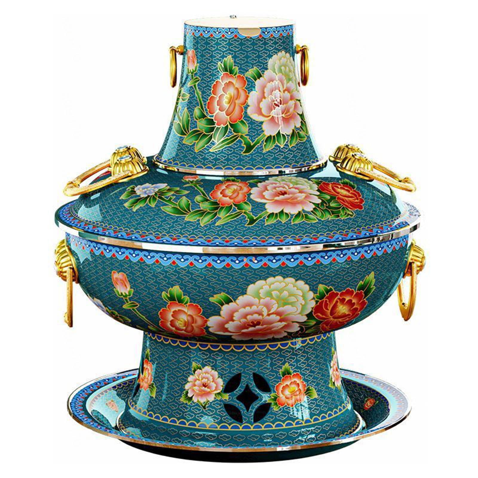 asdchZen Shabu Hot Pot Thickened Copper Charcoal Hotpot,Chinese Copper Hot Pot Old Beijing Style Hot Pot Chinese Fondue Pot Cookware Electric Hot Pot,38Cm,38cm
