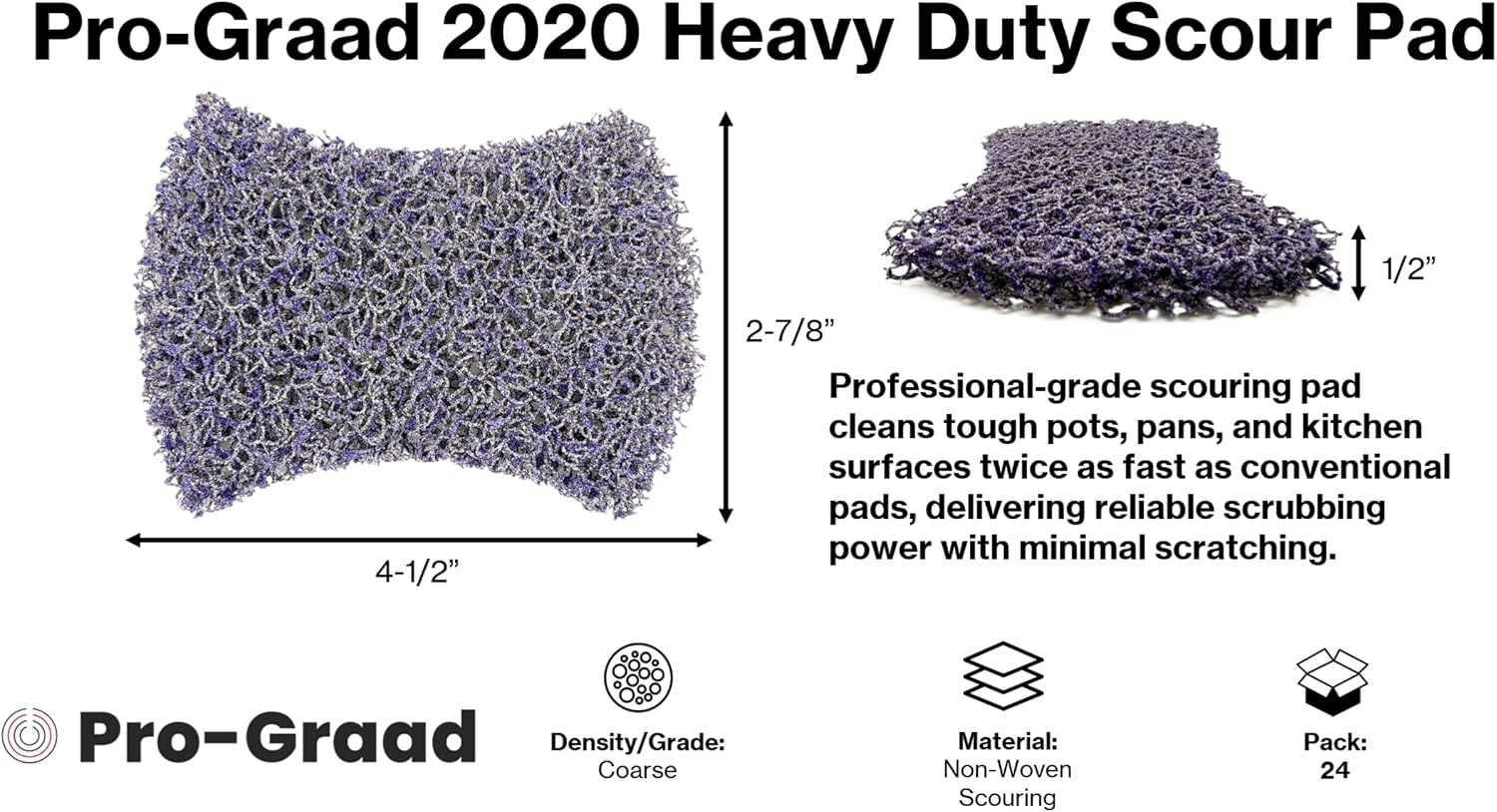 2020 Scouring Pad, 2.8” x 4.5”, 24 Pack, Professional Grade Heavy Duty Scour Pad, Bow-Tie Shape, 59033