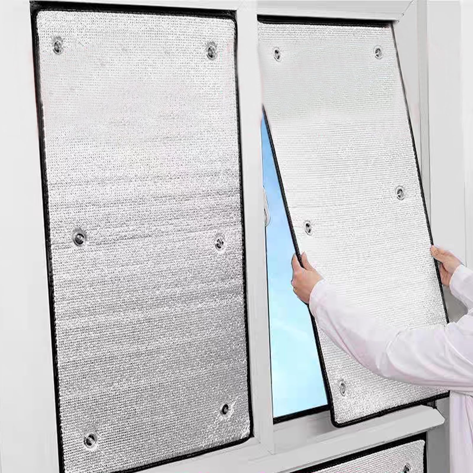 Kufu01 Light/Black Thermal Insulation Reflective Film,Sun Protection Film Total Blackout Window Film For Bedroom,Bathroom,Office,Self-Adhesive Aluminium Foil Window Film Reusable,8Mm Thickness (60X100cm/24"X39")