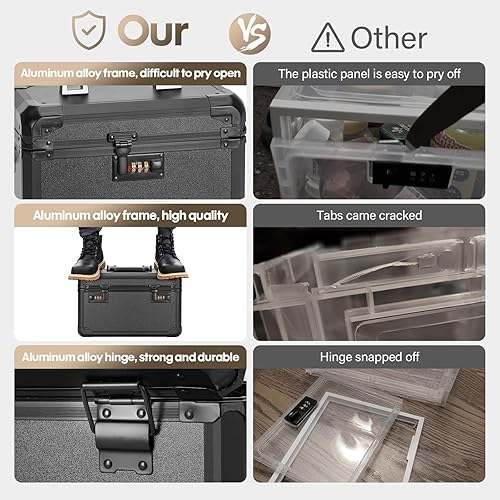 Miniatura 5 de Caja de bloqueo de aleación de aluminio con código, caja de almacenamiento con cerradura para medicamentos, efectivo, teléfono y objetos de valor, a