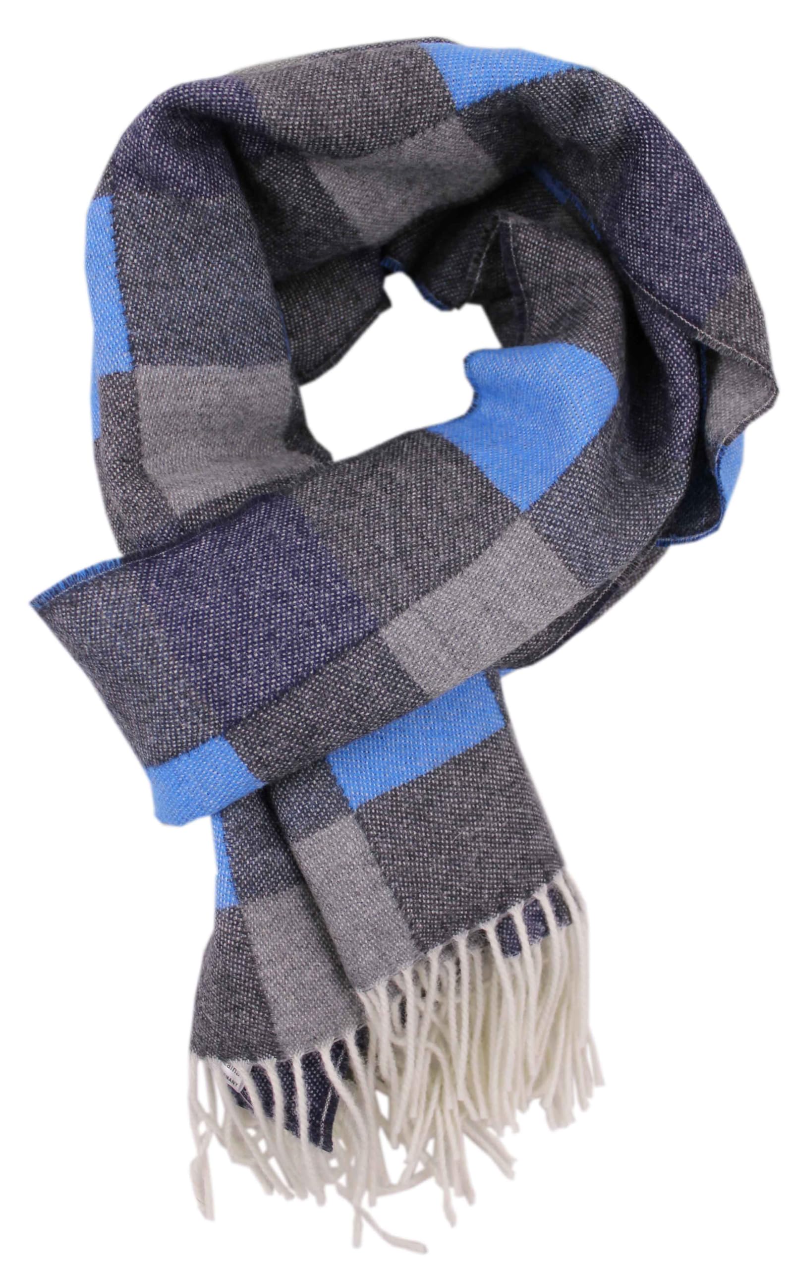 Sciarpa di lana da uomo, sciarpa invernale a quadri, colore blu antacite, 100% lana, Made in Germany, Arancione/Marrone, 180 x 37 cm