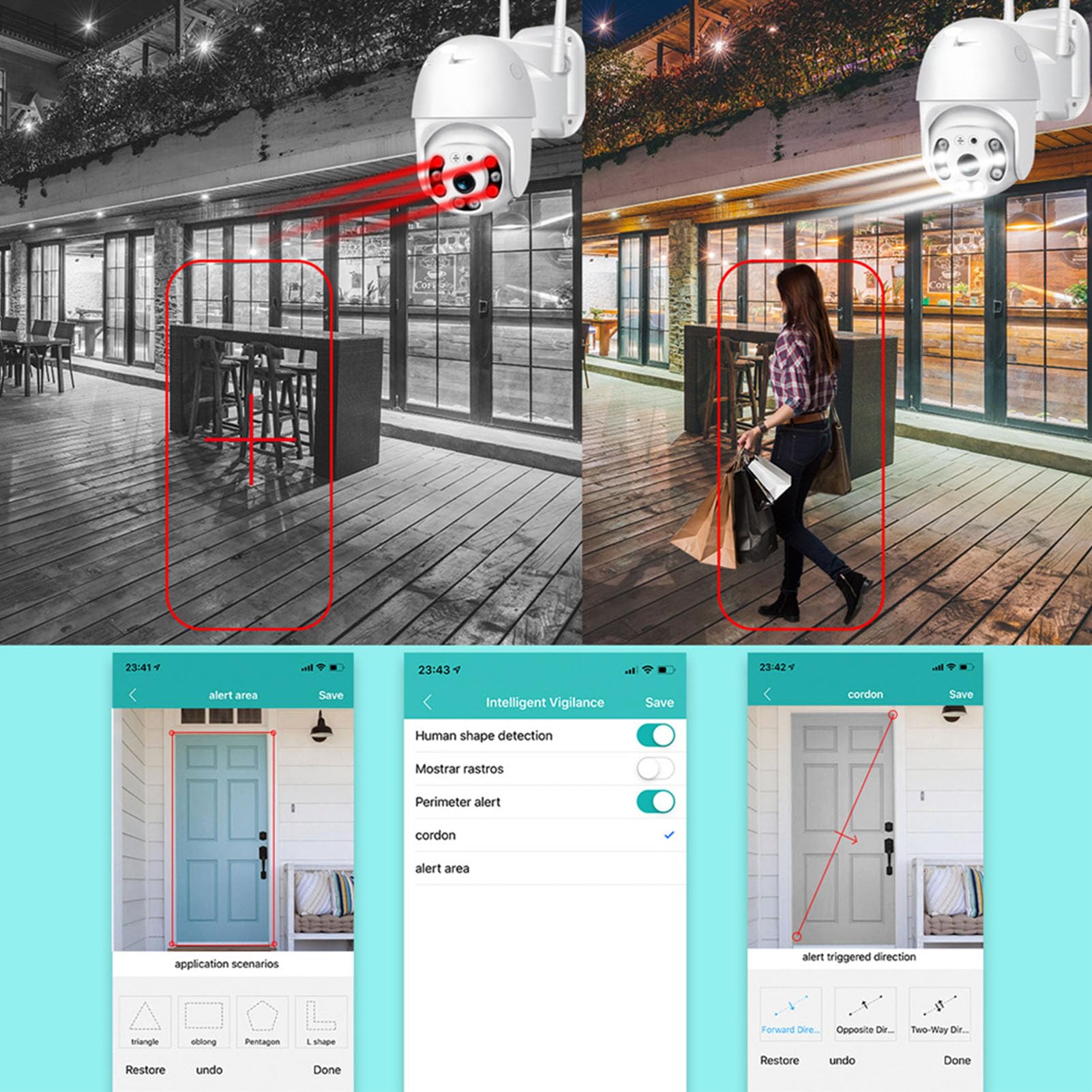 Kamera Bezpieczeństwa Bezprzewodowa Zewnętrzna Kamera PTZ Wifi IP Wewnętrzna Kamera Nadzoru Domowego, Mini Kamera Obrotowa z Kolorowym Noktowizorem 2-kierunkowa Rozmowa (Wtyczka