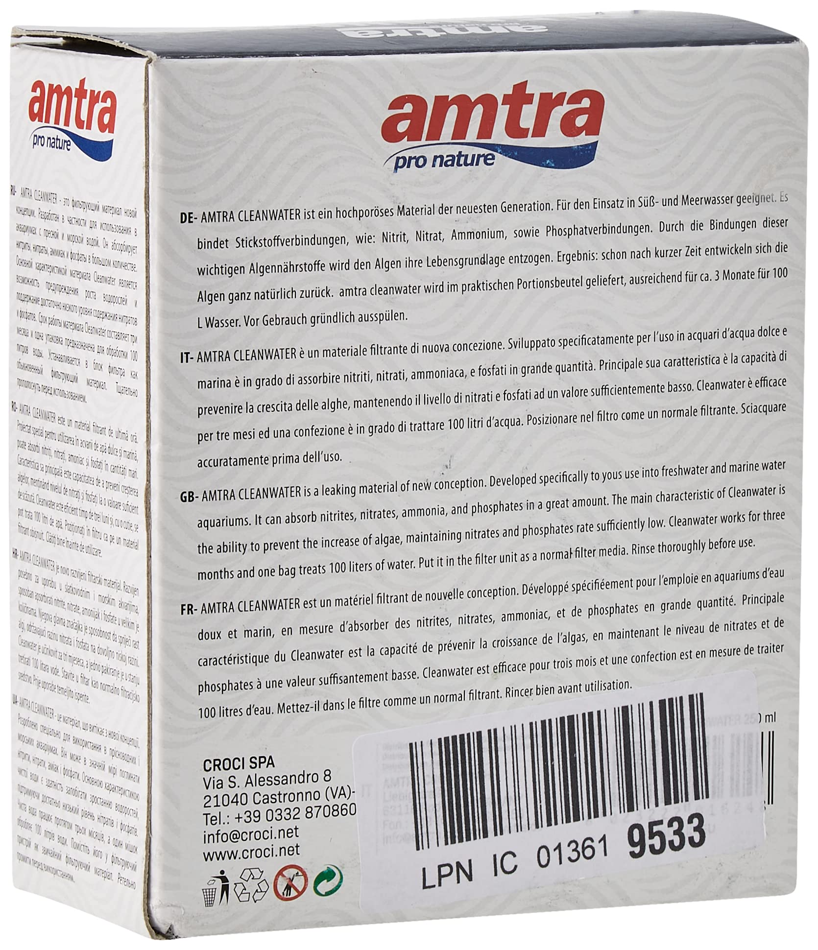 Resina Cleanwater Amtra - Assorbe Nitrati, Fosfati E Ammoniaca In Acquario