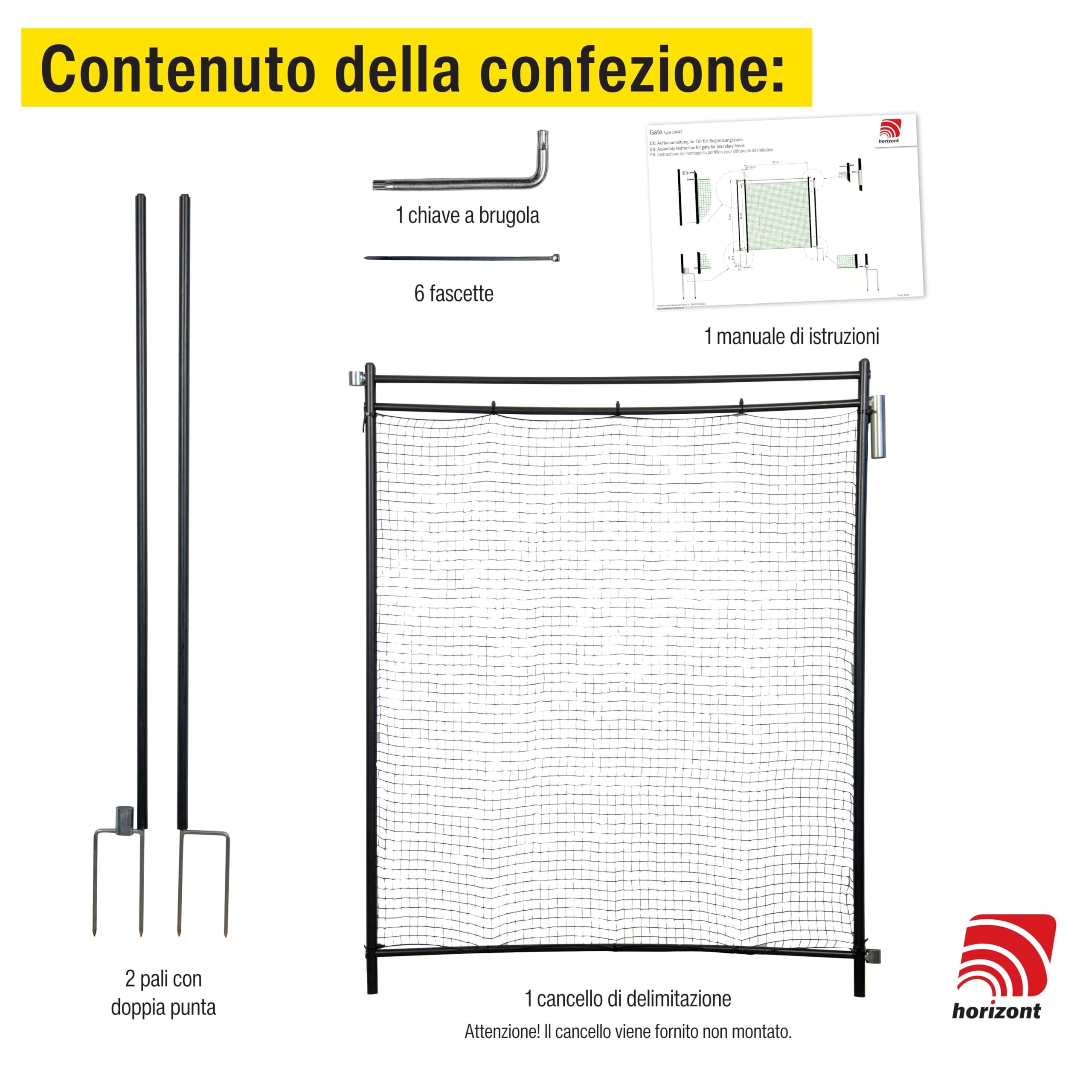 Horizont Cancello per Recinzione, 90 cm, Senza Stomaco - Porta per Reti e Giardino, Ideale per Campeggio